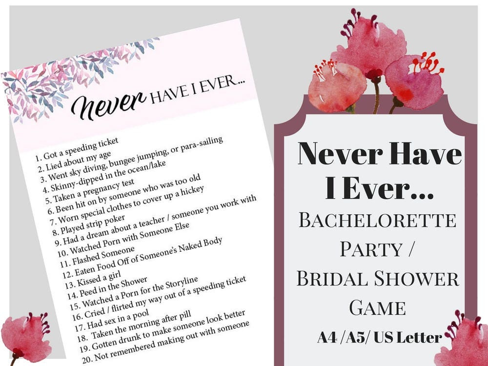 Never Have I Ever Bachelorette Party Game Printable