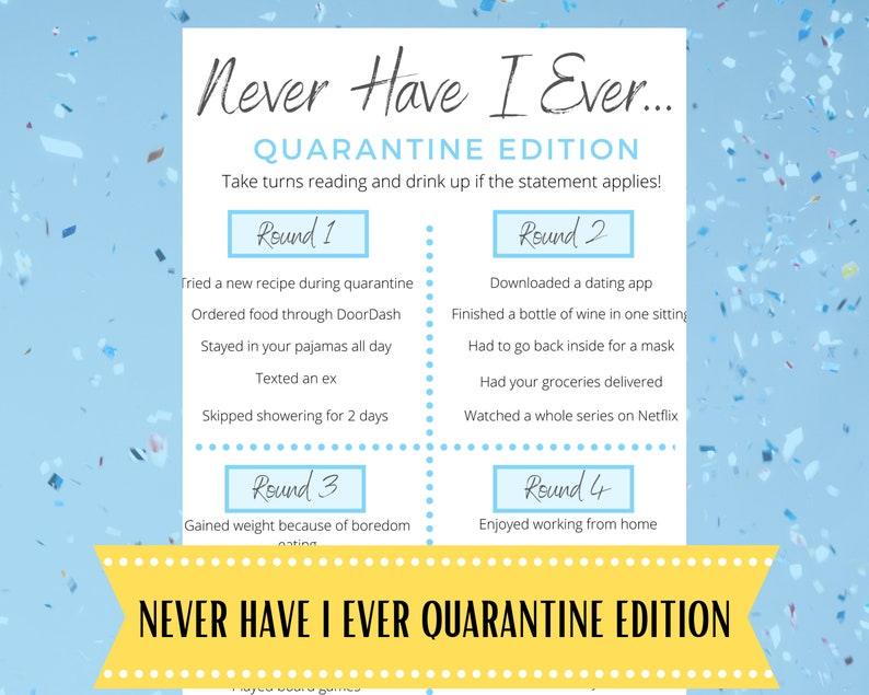 Never Have I Ever Quarantine Edition Games For Adults Etsy